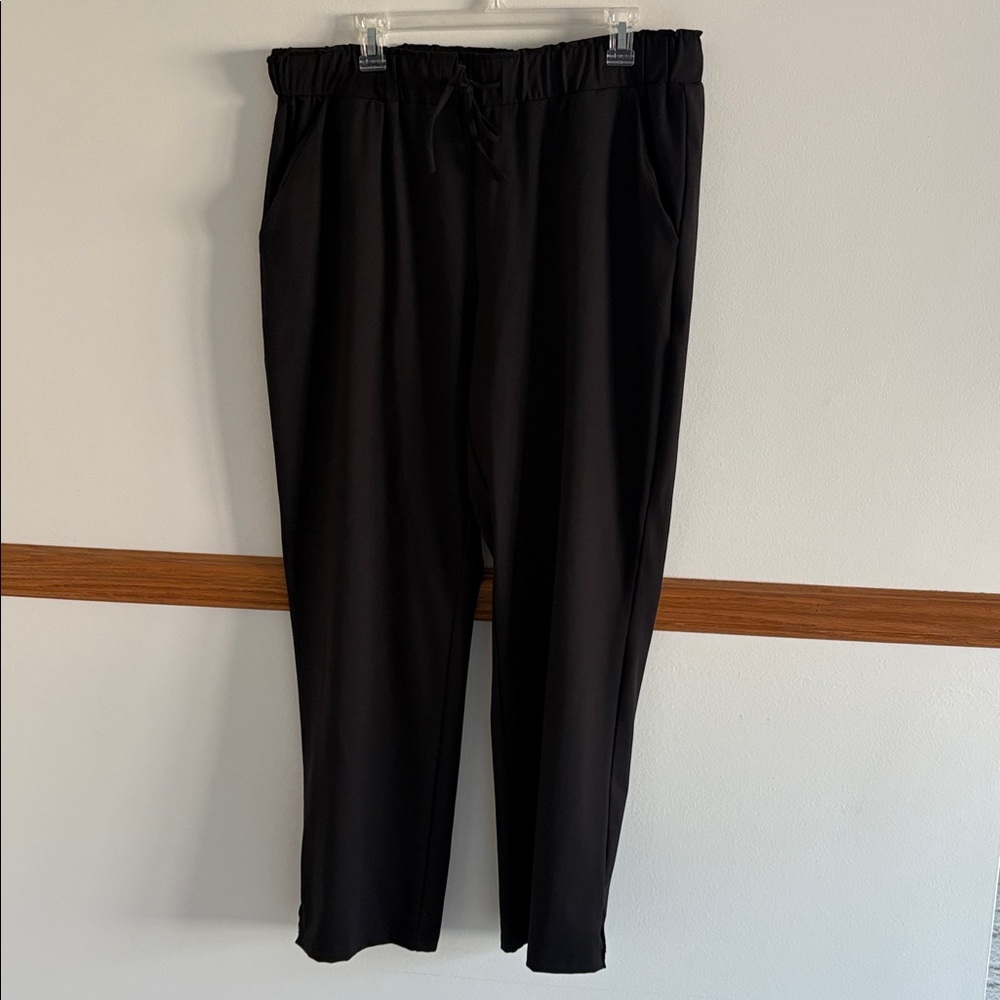 Rachel Zoe Black Elastic Drawstring Straight Leg Pants With Pockets Size XL